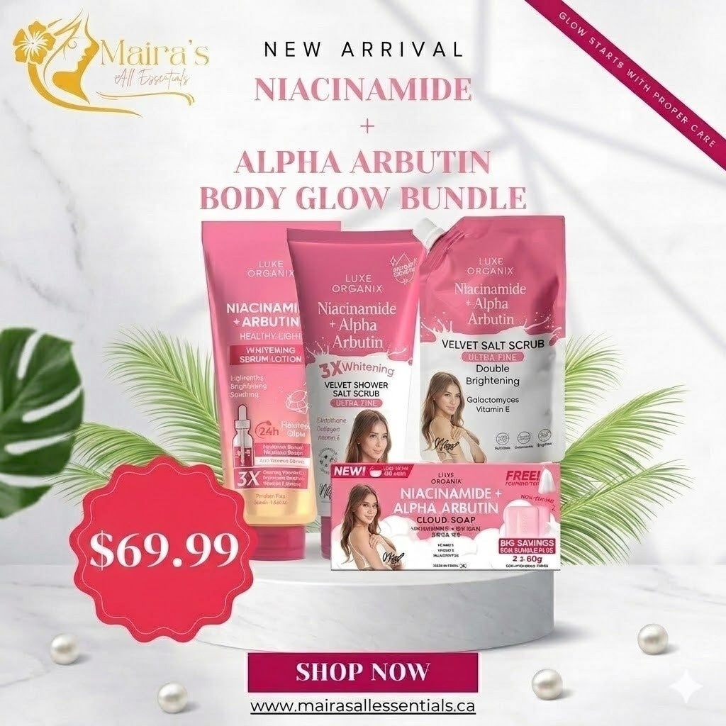Luxe Organix Niacinamide + Alpha Arbutin Body Glow Bundle – Brightening & Smooth Skin Set