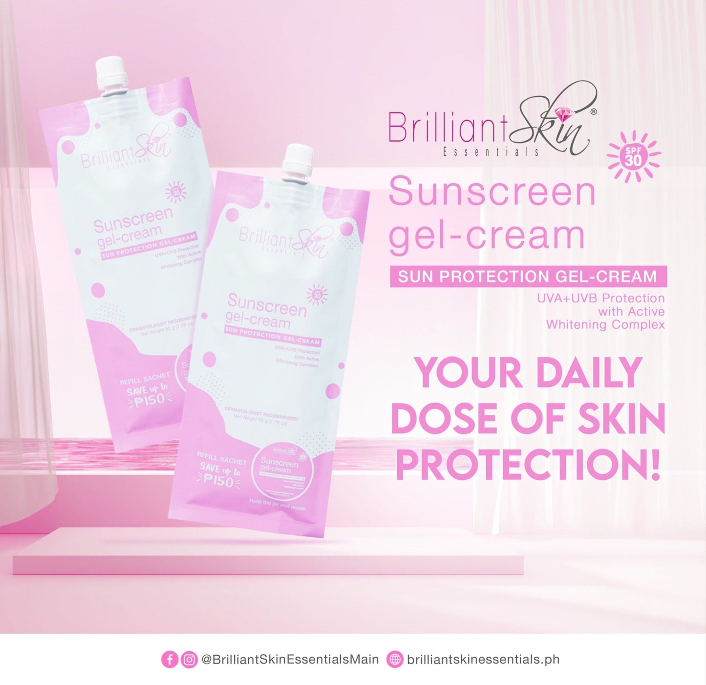 Brilliant Skin Essentials Sunscreen Gel Cream 50g - New