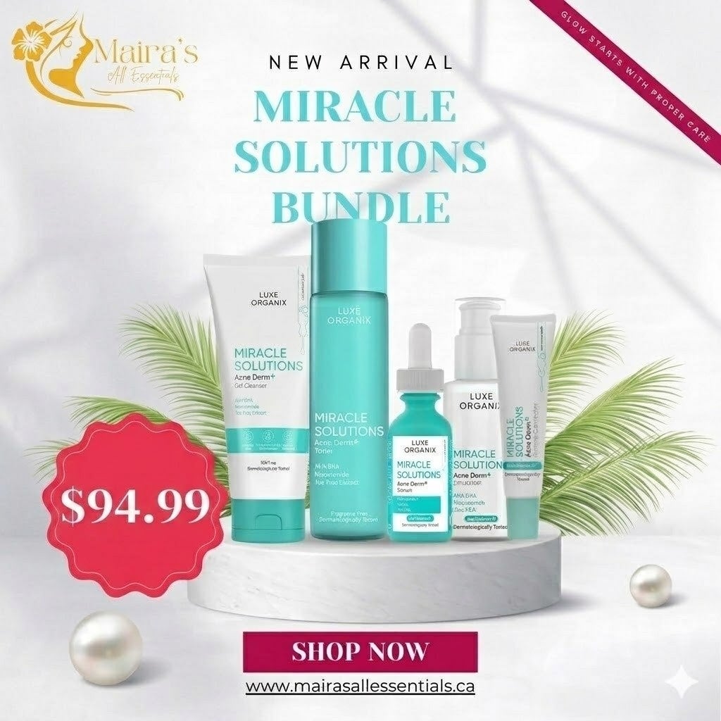 Luxe Organix Miracle Solutions Acne Derm Skincare Bundle – Complete Set