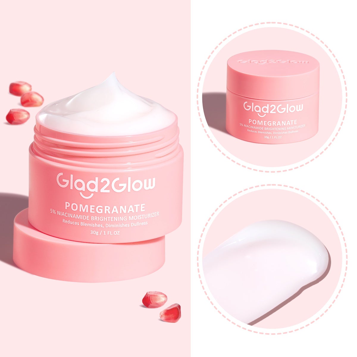 Glad2Glow Pomegranate Niacinamide Brightening Moisturizer