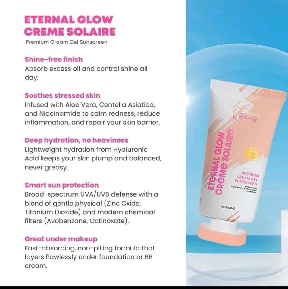 CC Glam & Beauty Eternal Glow Creme Solaire Premium Cream Gel Sunscreen 50g