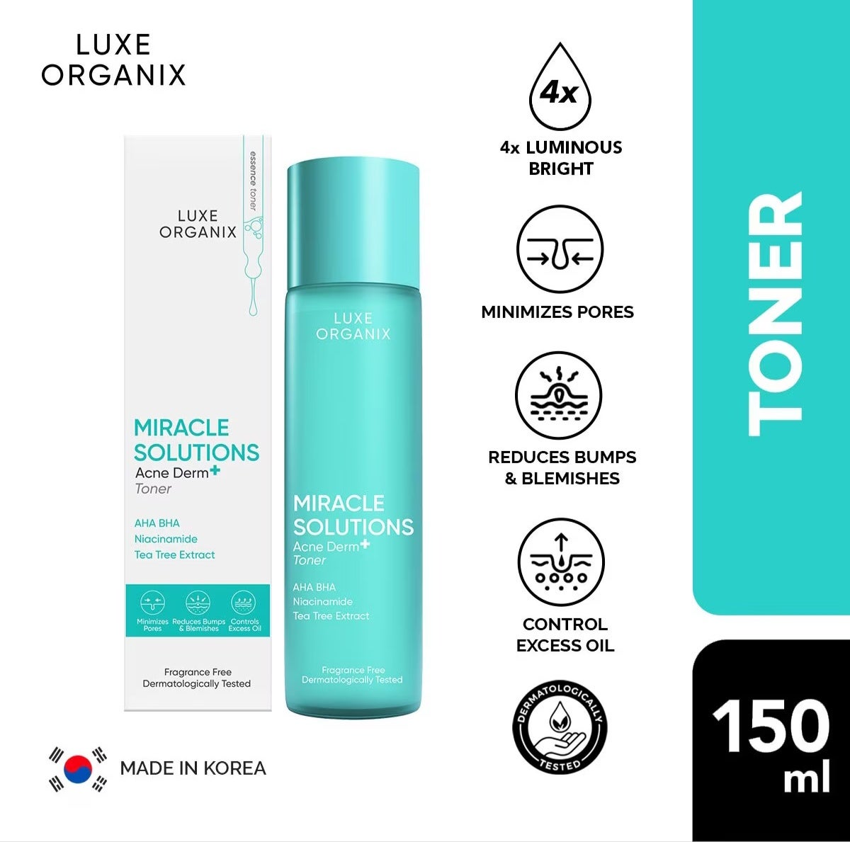 Luxe Organix Miracle Solutions Acne Derm + Toner 150ml