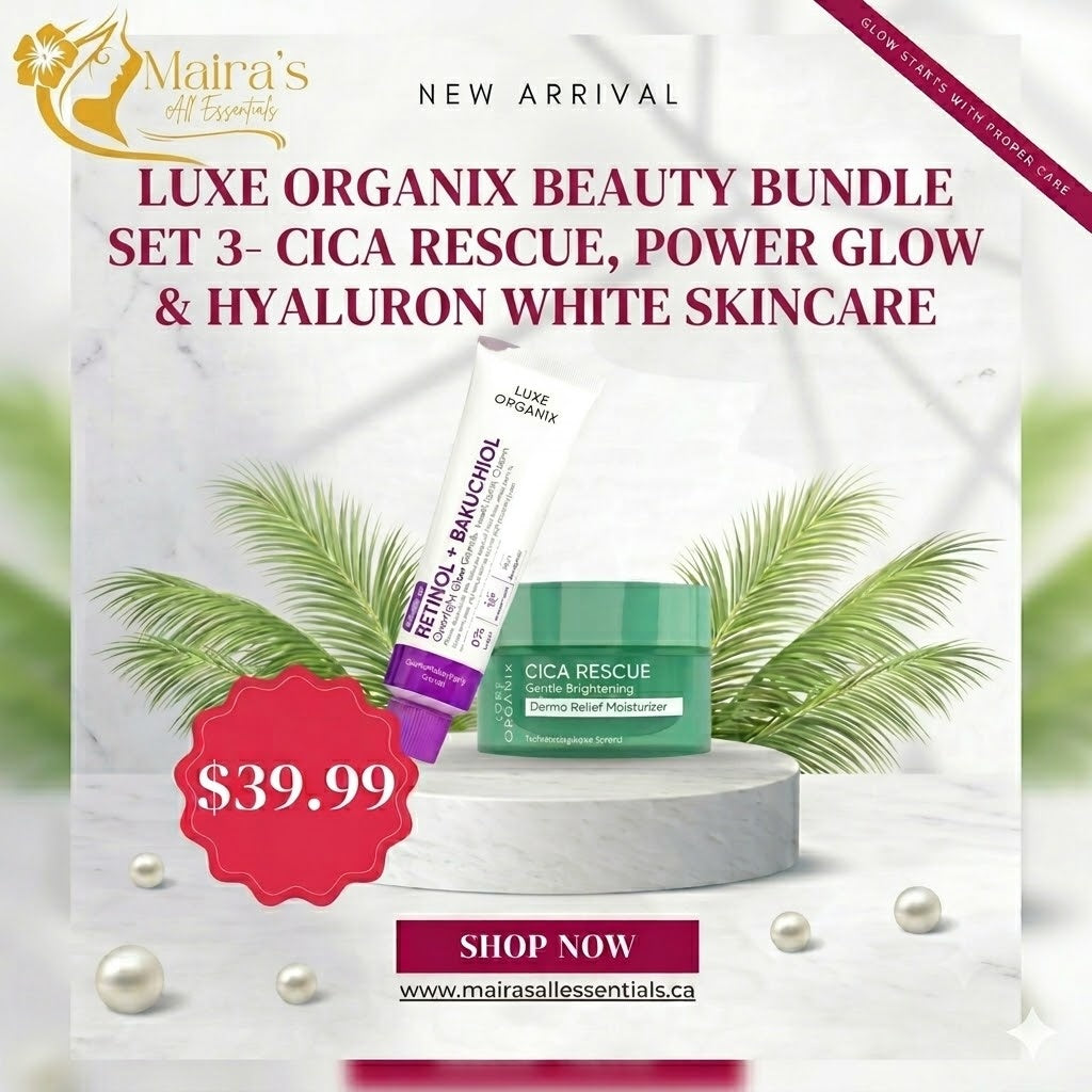 Luxe Organix Beauty Bundle Set 3 – Cica Rescue, Power Glow & Hyaluron White Skincare
