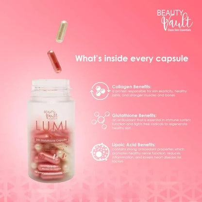 Beauty Vault LUMI 24H Glutathione Capsules 60 Capsules