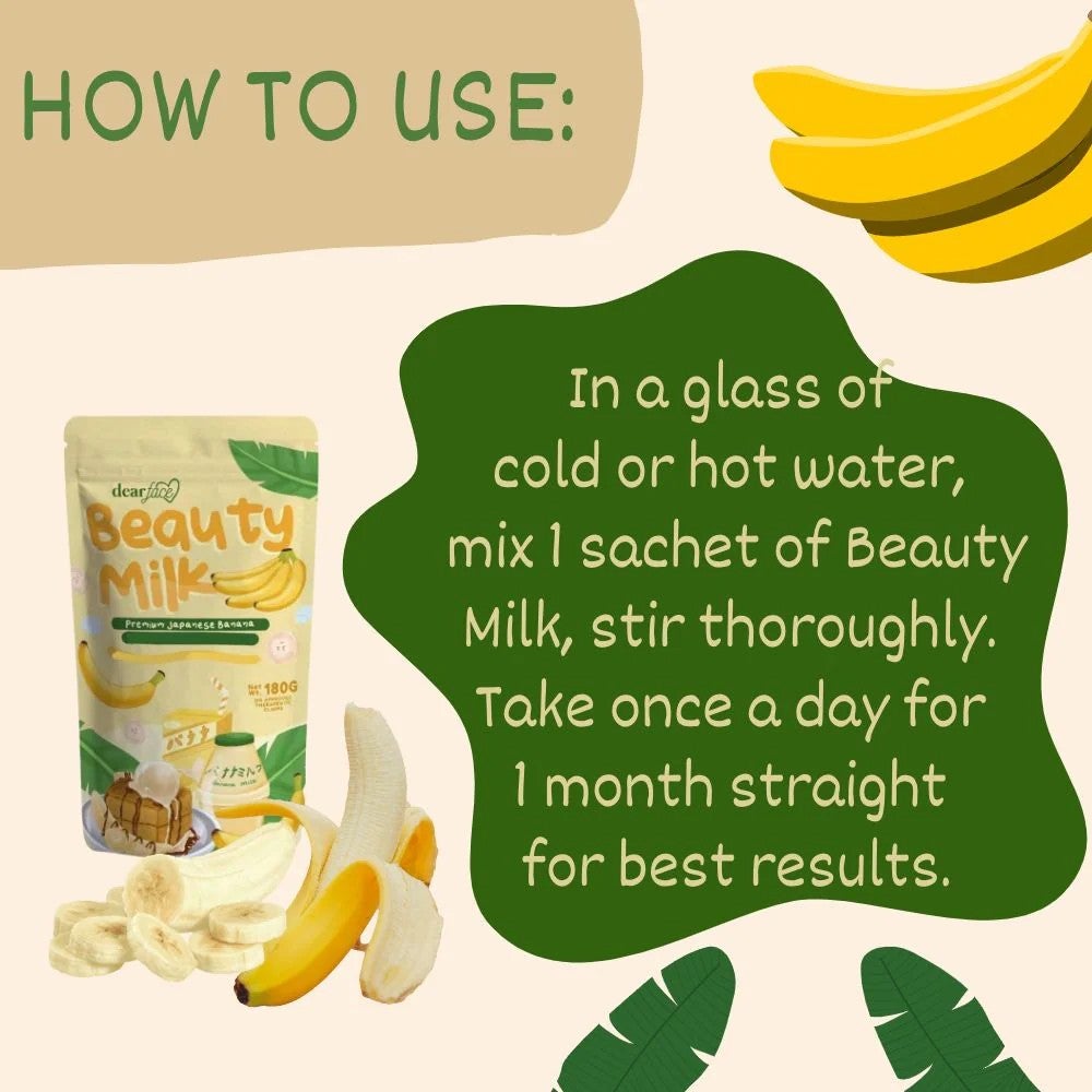 DEAR FACE Beauty Milk Premium Japanese Banana Probiotic + Collagen Drink 180g