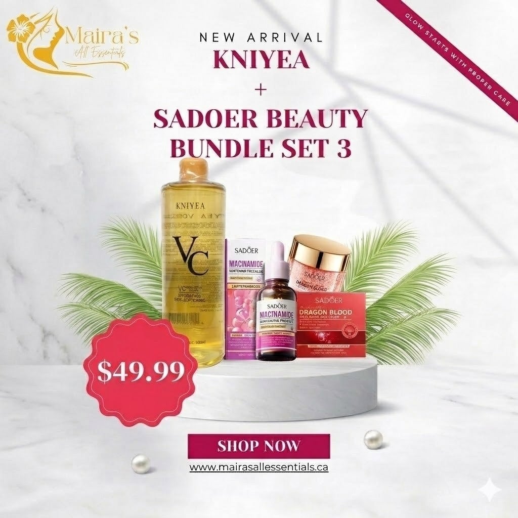 Kniyea VC Toner + Sadoer Niacinamide & Dragon Blood Skincare Bundle for 3