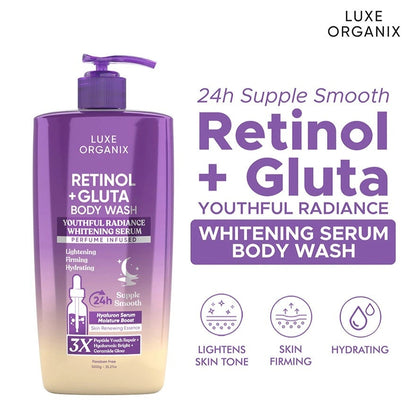 Luxe Organix Retinol + Gluta Youthful Radiance Whitening Seru Perfume Infused Body Wash 1000G