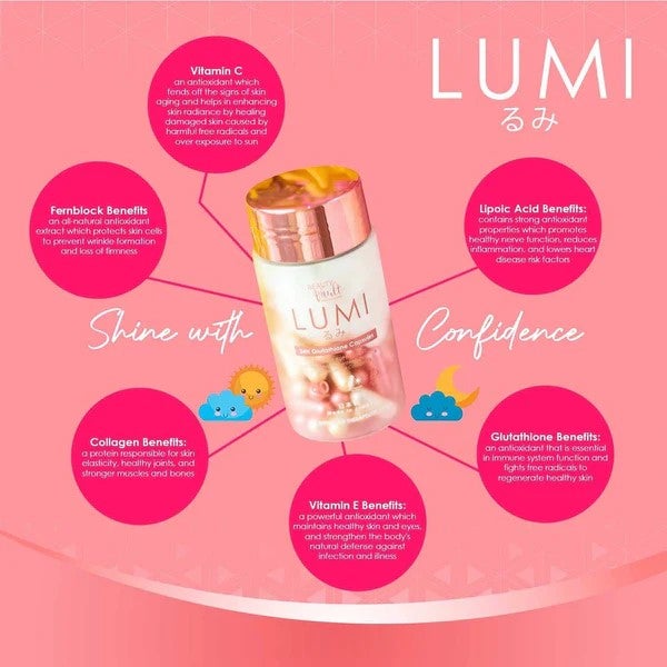 Beauty Vault LUMI 24H Glutathione Capsules 60 Capsules
