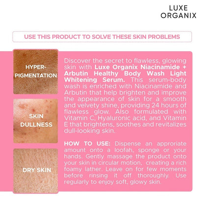 Luxe Organix Niacinamide + Arbutin Healthy Light Whitening Serum Perfume Infused Body Wash 1000G