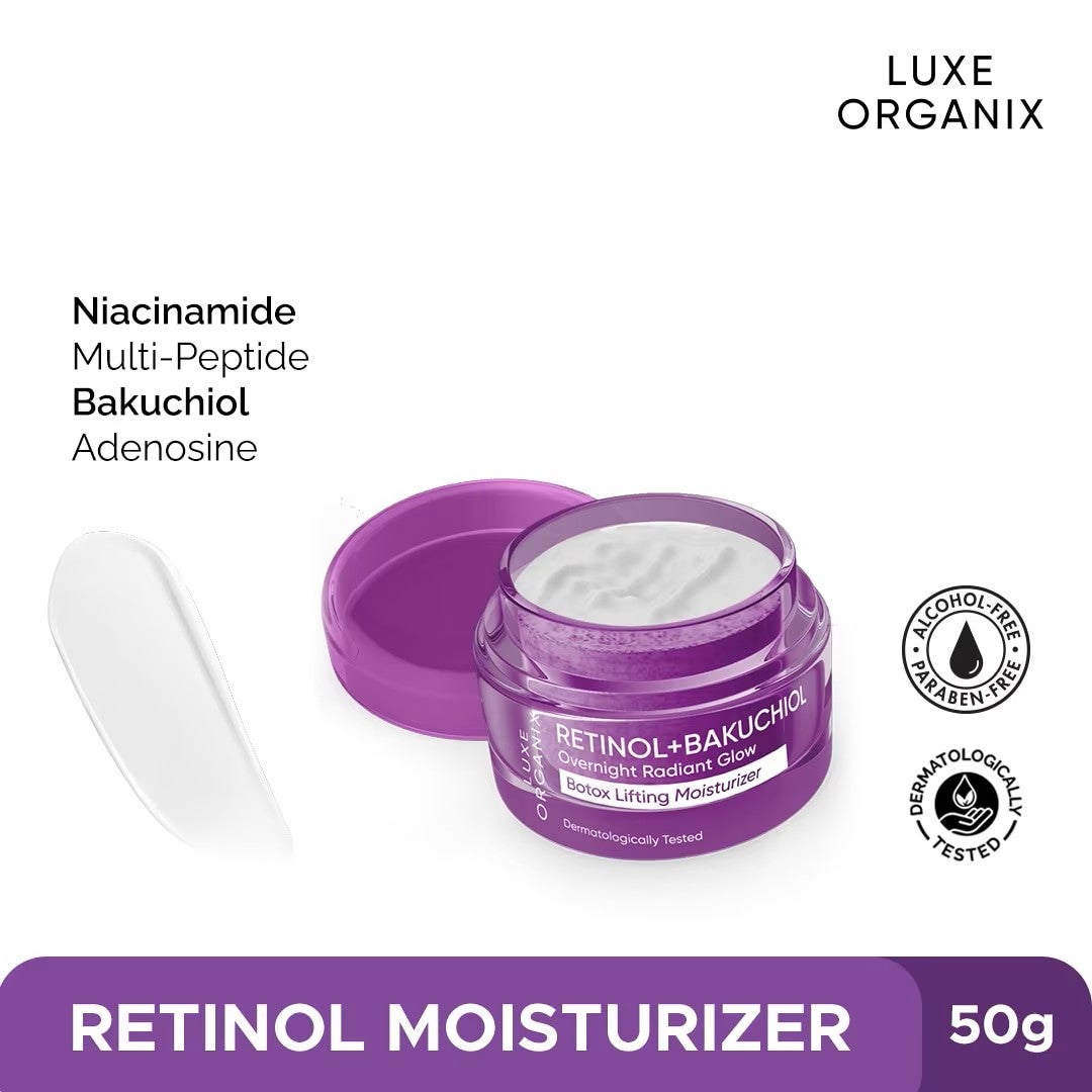 Luxe Organix Retinol + Bakuchiol Overnight Radiant Glow Botox Lifting Moisturizer 50g