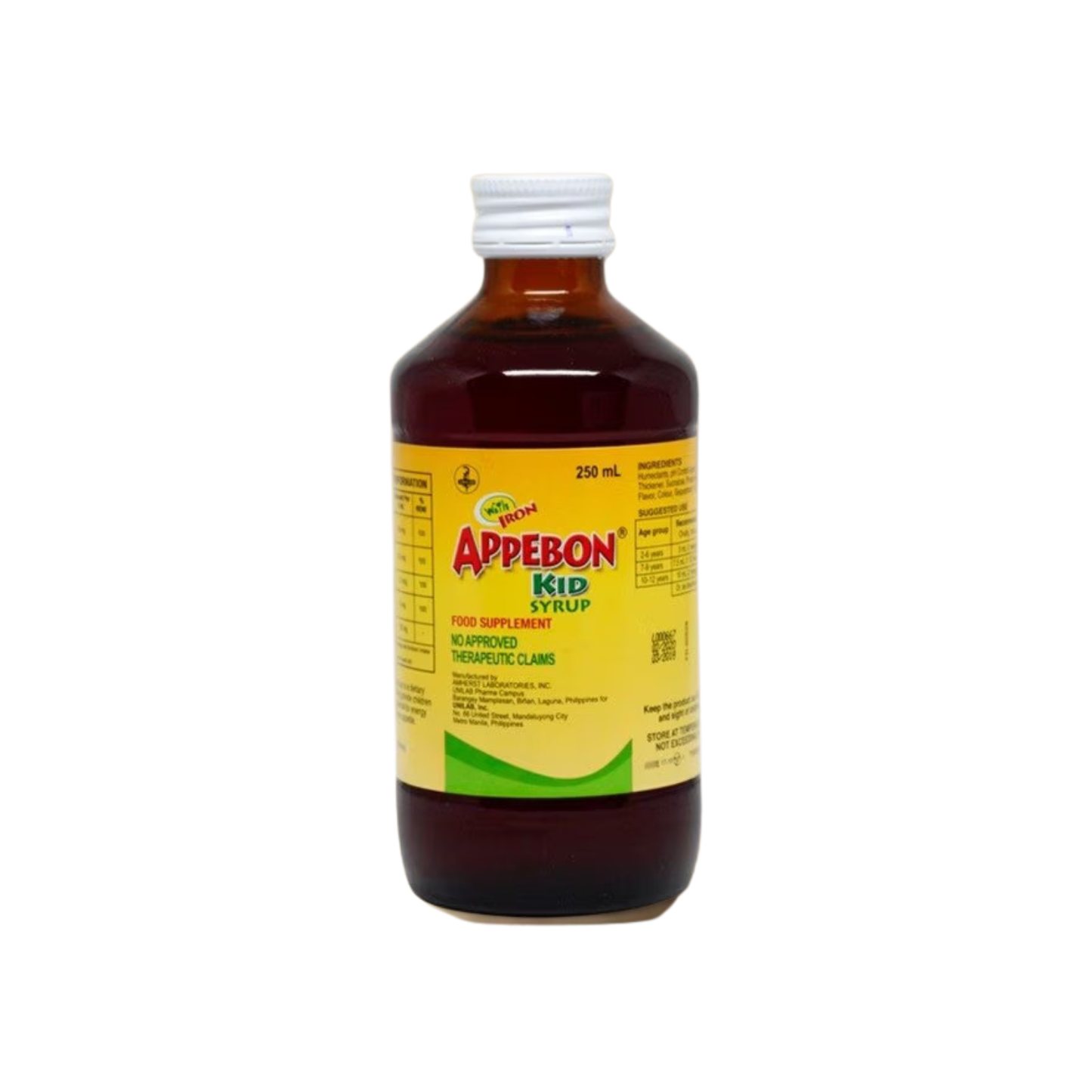 APPEBON Vitamin B Complex; Iron; Lysine; Buclizine HCl Kids Syrup 250mL