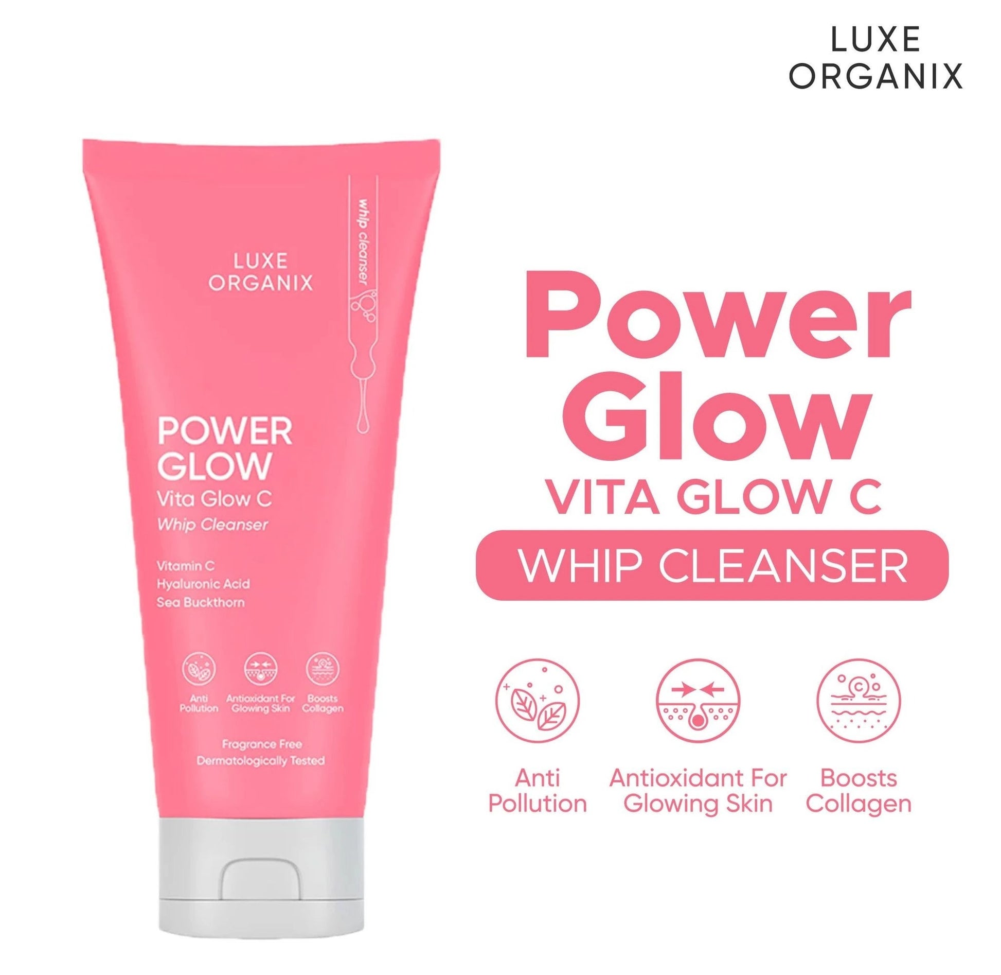 Luxe Organix Power Glow Vita Glow C Whip Cleanser 150g