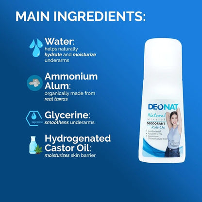 Deonat Natural Mineral Deodorant Roll-On 65ml