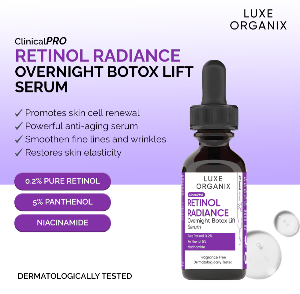 Luxe Organix ClinicalPro Retinol Radiance Overnight Botox Lift Serum 30ml