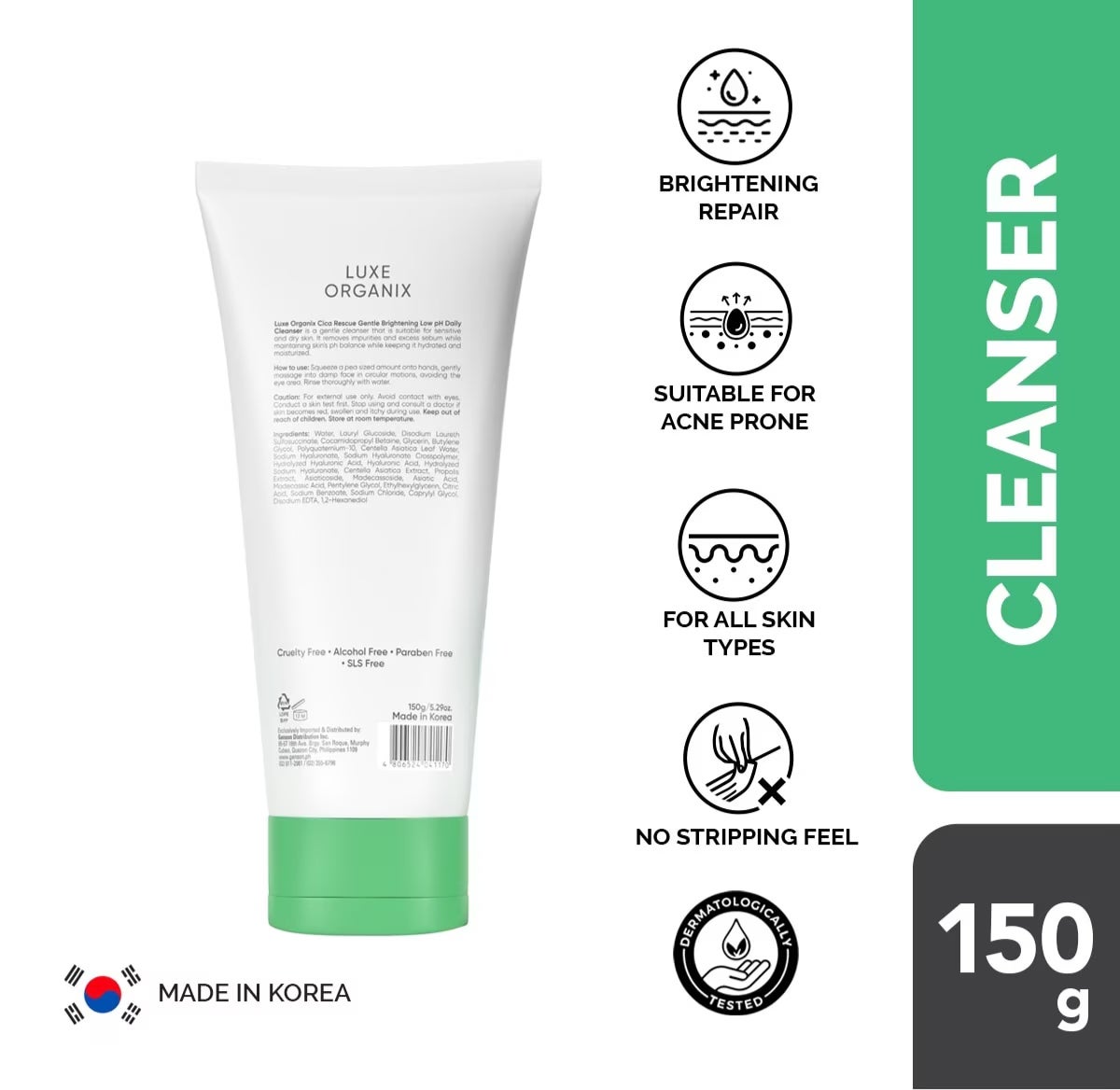 Luxe Organix Cica Rescue Gentle Brightening Cleanser 150g