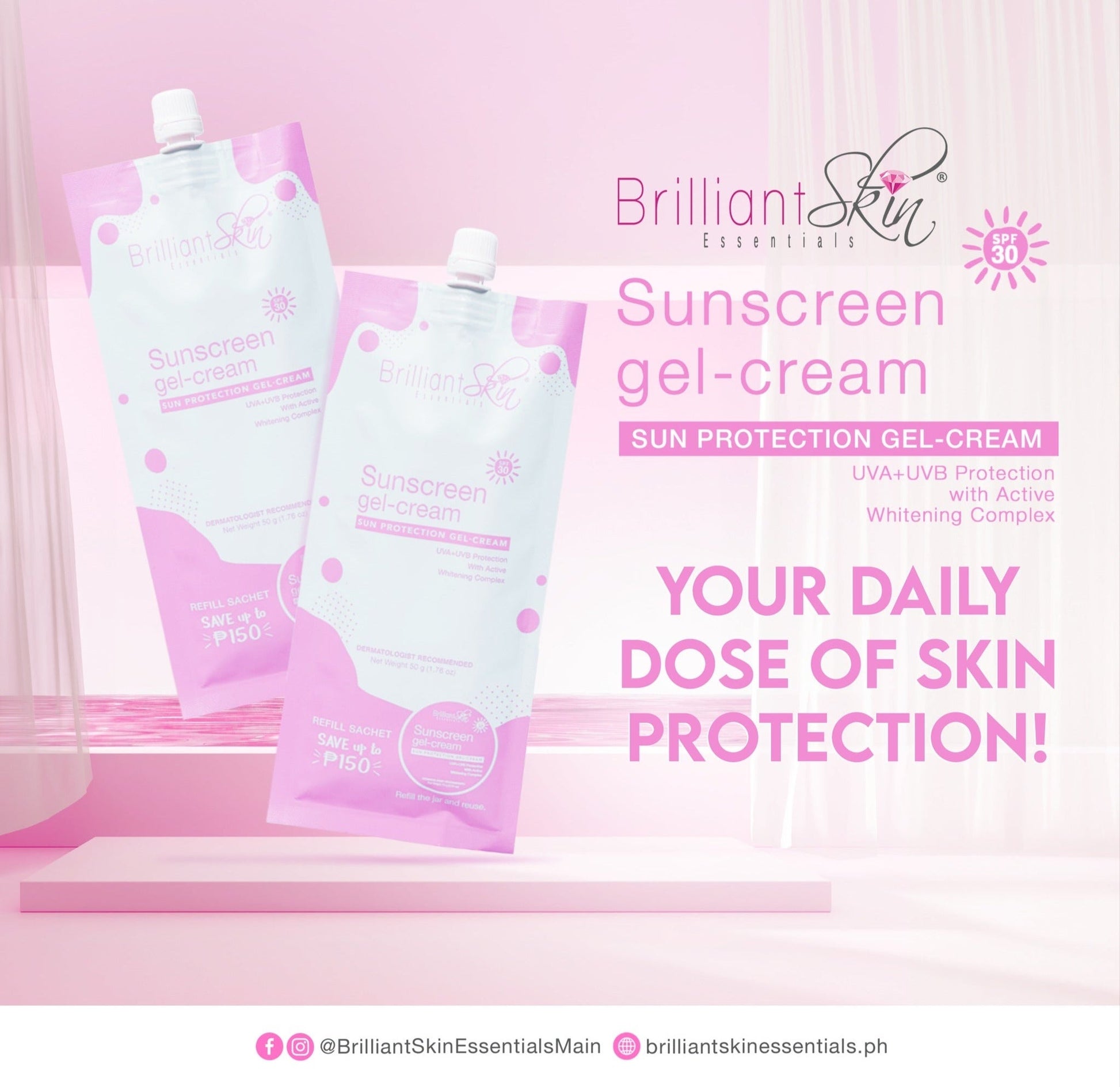 Brilliant Skin Essentials Sunscreen Gel Cream 50g - New