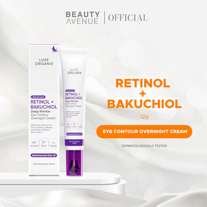 Luxe Organix Advanced Retinol + Bakuchiol Deep Wrinkle Eye Contour Overnight Cream 12g