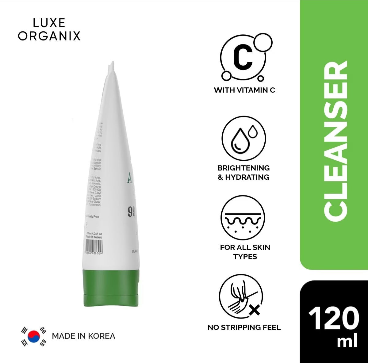 Luxe Organix 99% Aloe Vera Vitamin C Hydrabright Cleanser 120ml