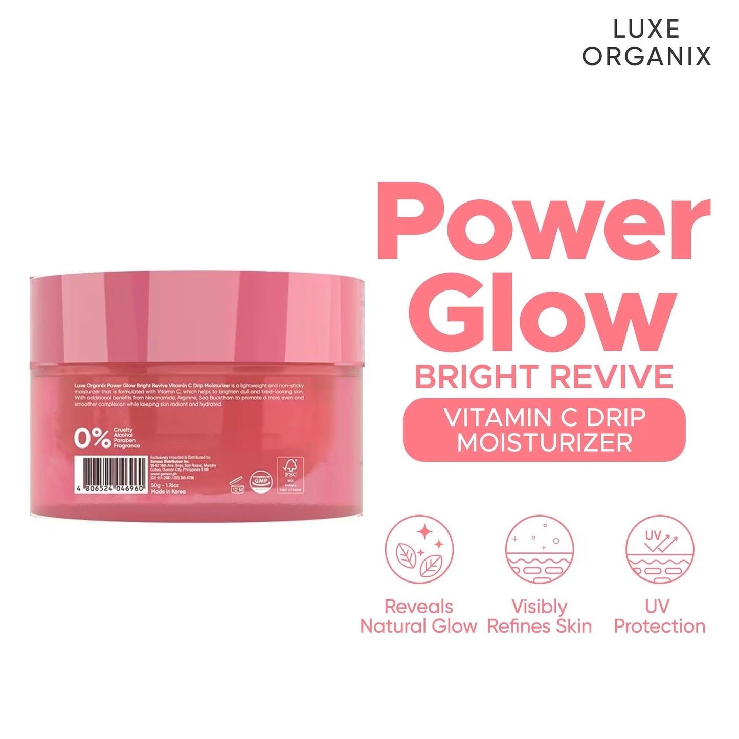 Luxe Organix Power Glow Bright Revive Vitamin C Drip Moisturizer 50g