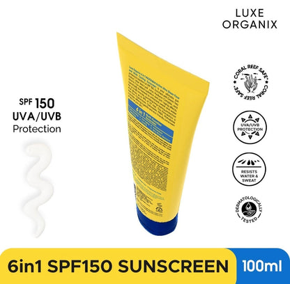 Luxe Organix 6 in 1 Maxshield Active Ultra Sheer Face and Body Sunscreen 100ml