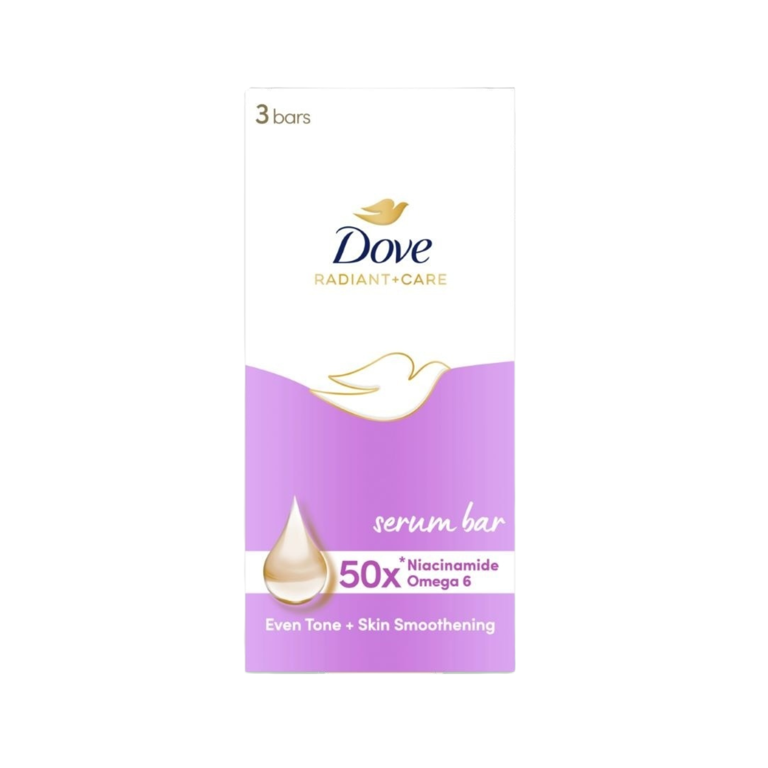 Dove Radiant+Care Serum Bar Triples 50x Niacinamide + Omega 6 90G 3x