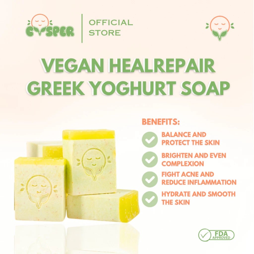 CVSPER Vegan HEALREPAIR Greek Yoghurt Soap 100g - Suitable for All Skin Types Anti Acne