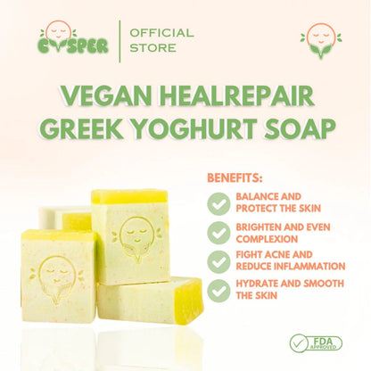 CVSPER Vegan HEALREPAIR Greek Yoghurt Soap 100g - Suitable for All Skin Types Anti Acne