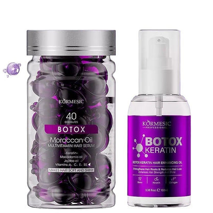 Kormesic Botox Keratin Hair Enhancing Oil + Moroccan Oil Hair Serum Combo