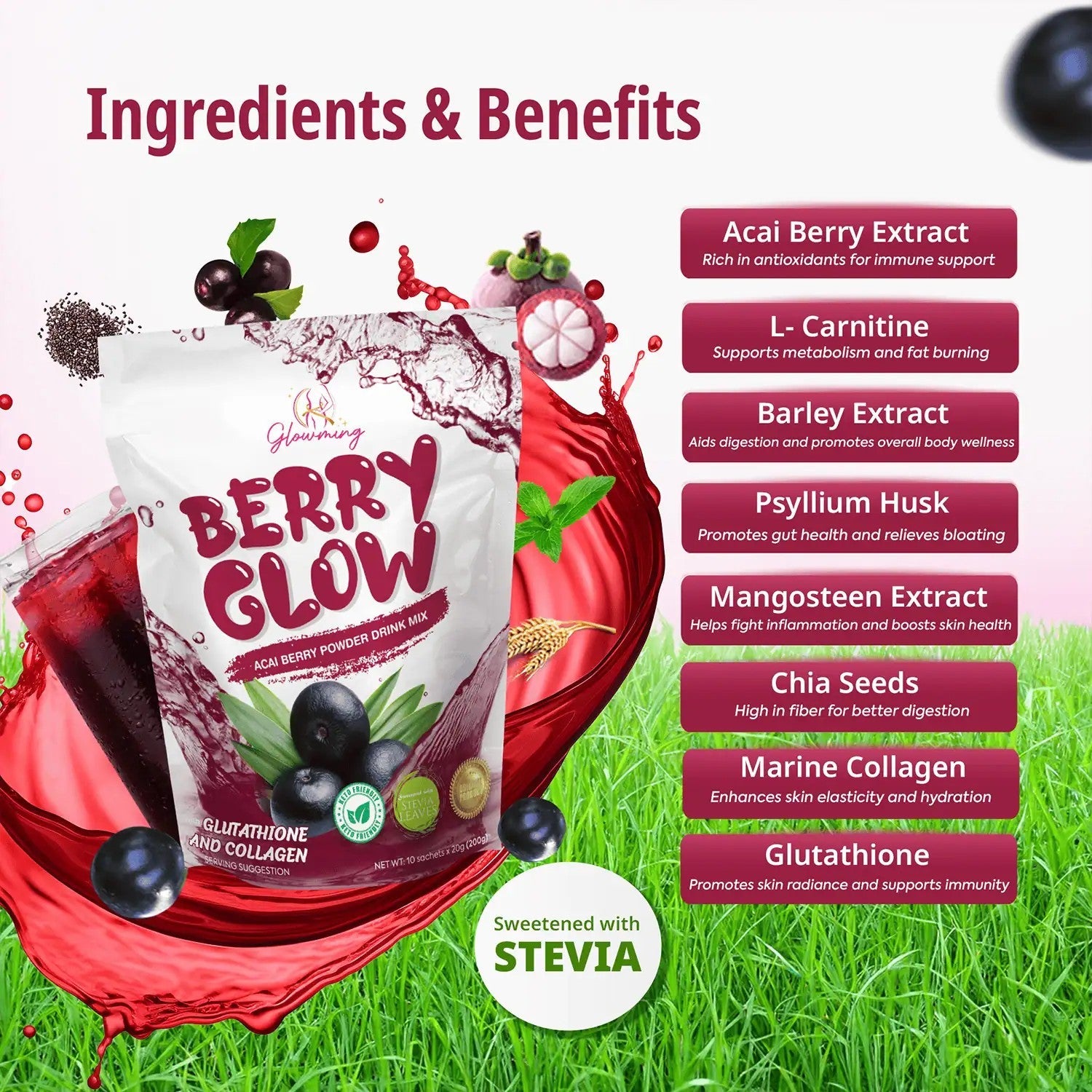 Glowming Health & Beauty Drink - Berry Glow