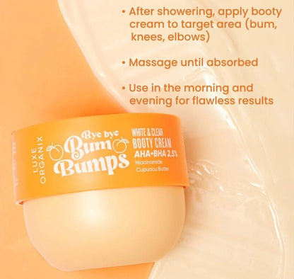 Luxe Organix Bye Bye Bum Bumps White and Clear Booty Cream 230g