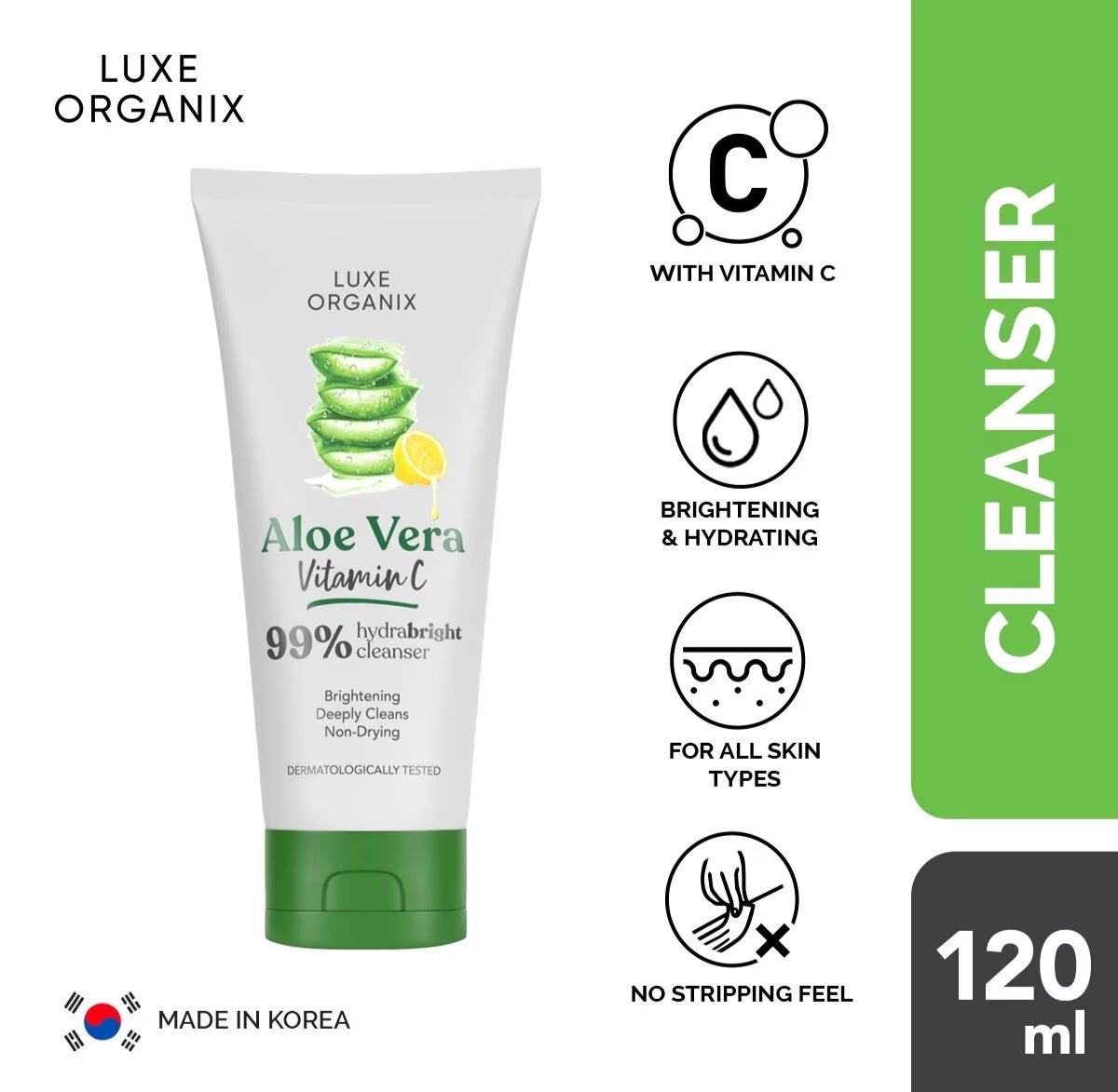Luxe Organix 99% Aloe Vera Vitamin C Hydrabright Cleanser 120ml