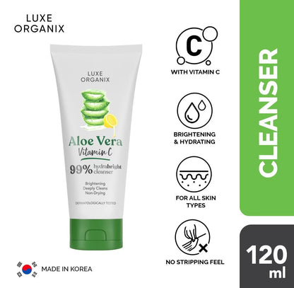 Luxe Organix 99% Aloe Vera Vitamin C Hydrabright Cleanser 120ml