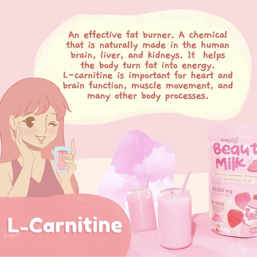 Dear Face Beauty Milk Premium Japanese Strawberry Drink (10 x 18g Sachets)