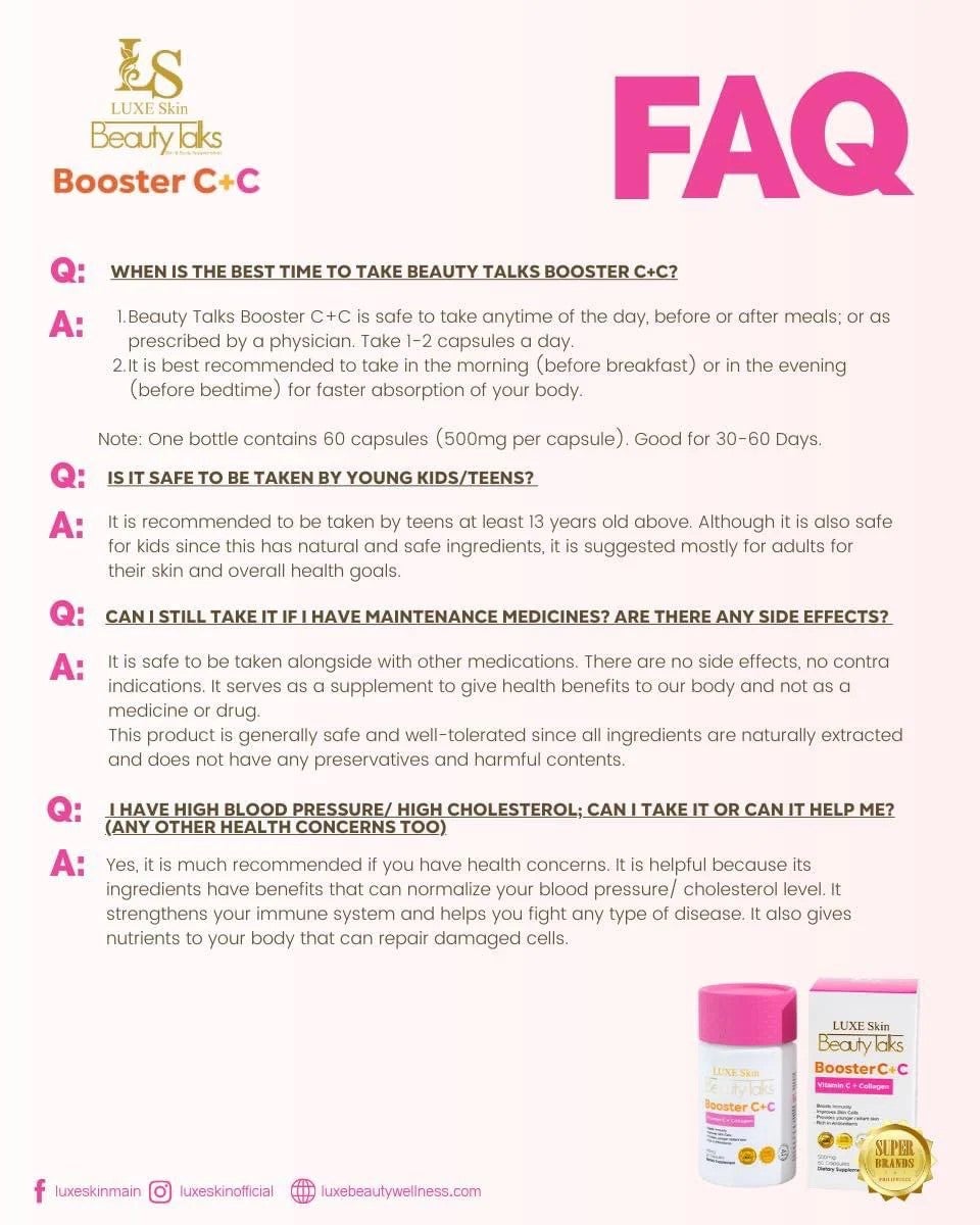 Luxe Skin Beauty Talks Booster C + Vitamin C + Collagen 60 Capsules