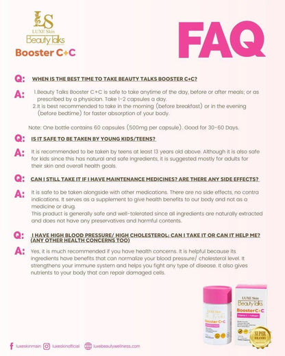 Luxe Skin Beauty Talks Booster C + Vitamin C + Collagen 60 Capsules