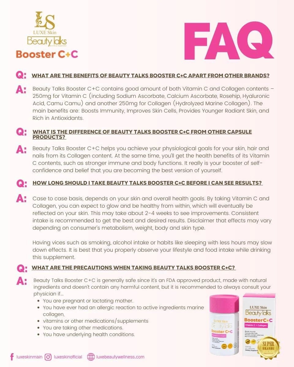 Luxe Skin Beauty Talks Booster C + Vitamin C + Collagen 60 Capsules