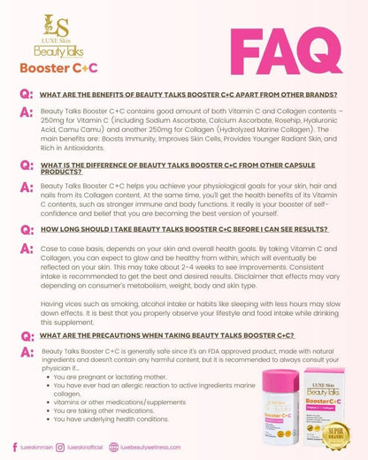 Luxe Skin Beauty Talks Booster C + Vitamin C + Collagen 60 Capsules