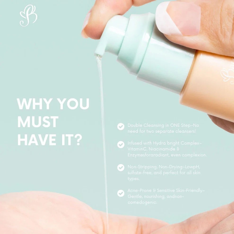 BAREFACED Melt Away 2 in 1 Hydrabright Oil To Foam Gentle Cleanser 100ml
