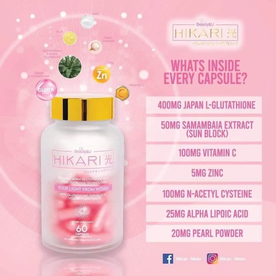 HIKARI Premium Japan Glutathione with Oral Sunblock Technology (Pink)