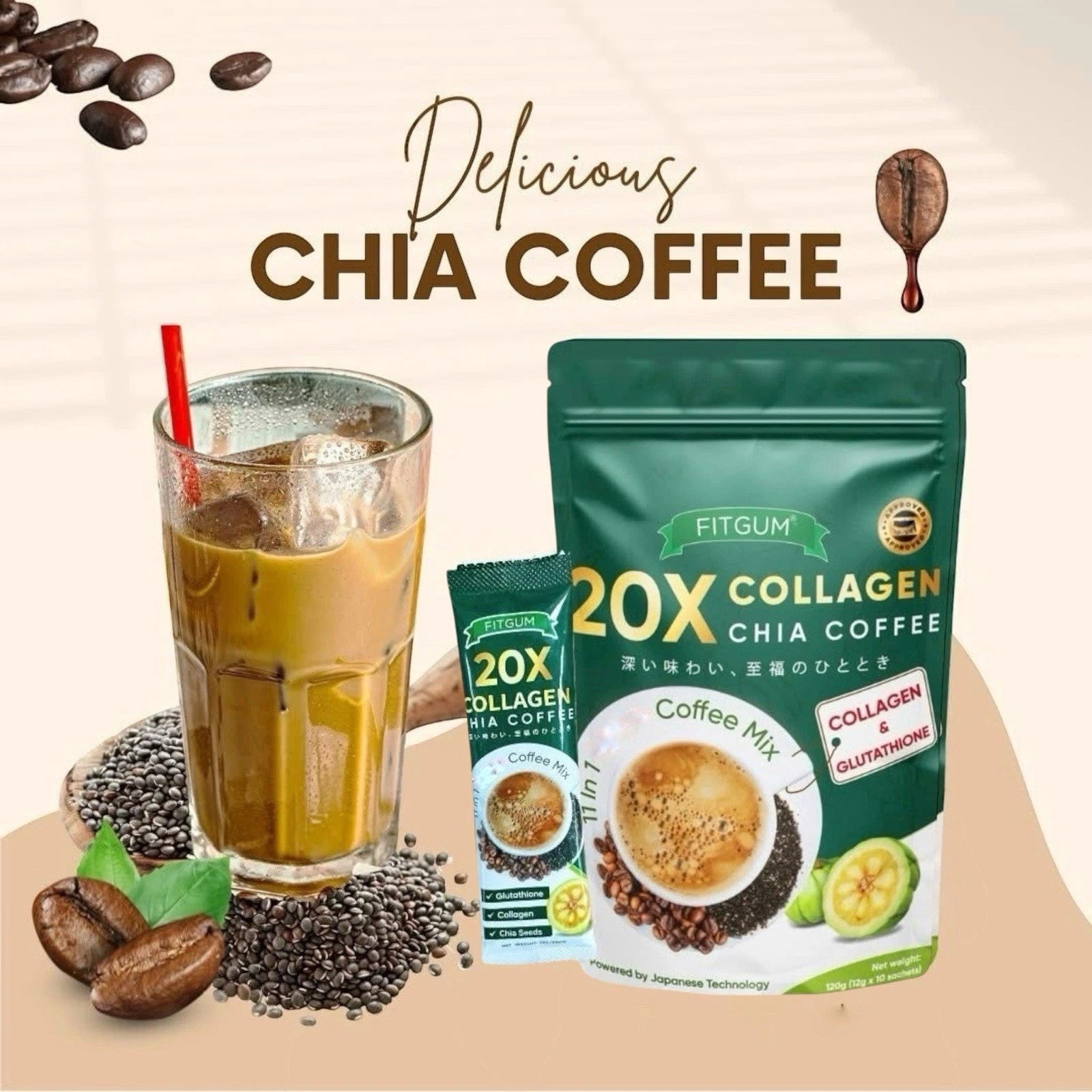 FITGUM Collagen Chia Coffee