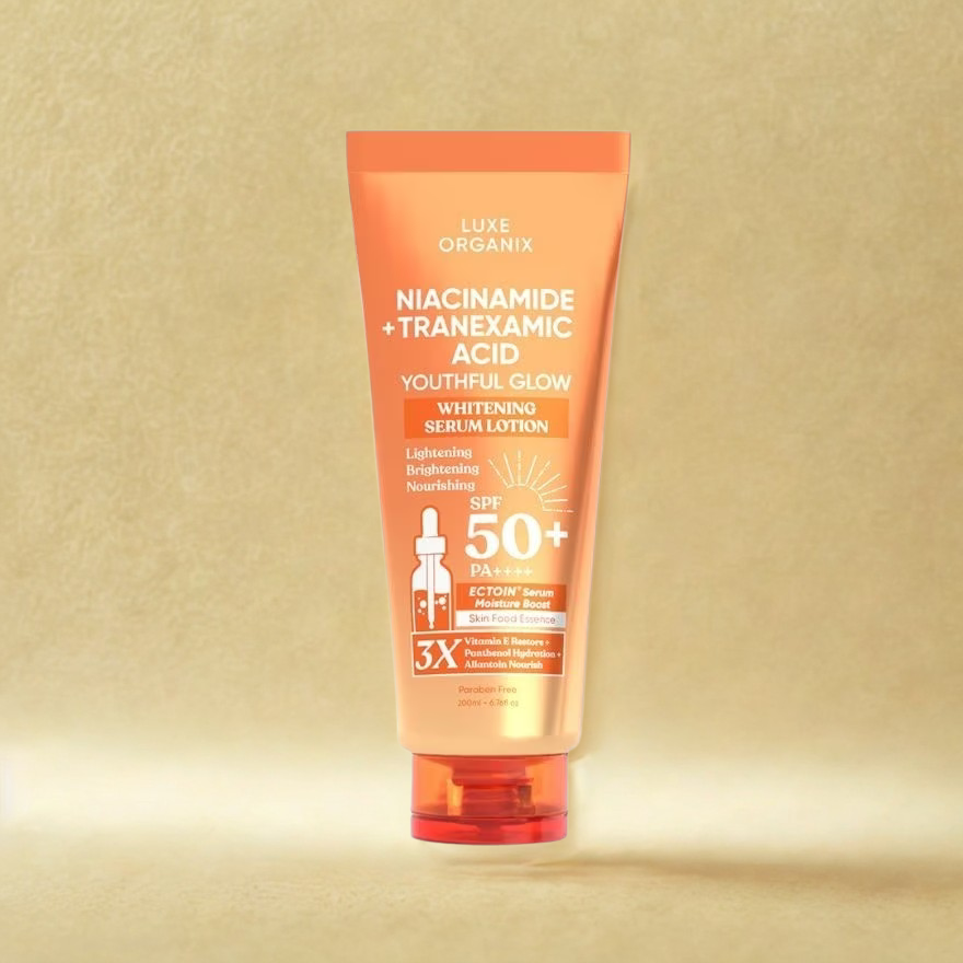 Luxe Organix Niacinamide + Tranexamic Acid Youthful Glow Whitening Serum Lotion Spf 50