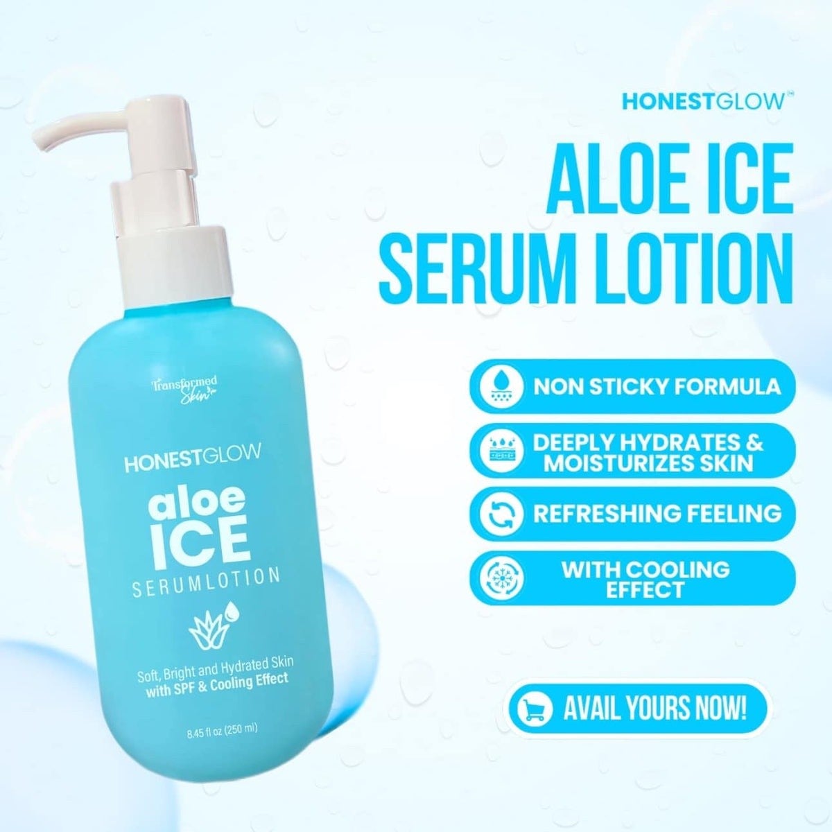 Honest Glow Aloe Ice Serum Lotion 250ml