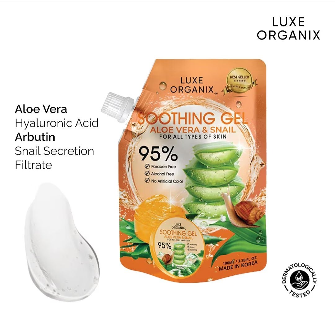 Luxe Organix Snail & Aloe Soothing Gel 95% 100ml Sachet