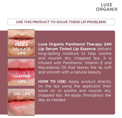 Luxe Organix Panthenol Therapy 24H Lip Serum Tinted Lip Essence 10G