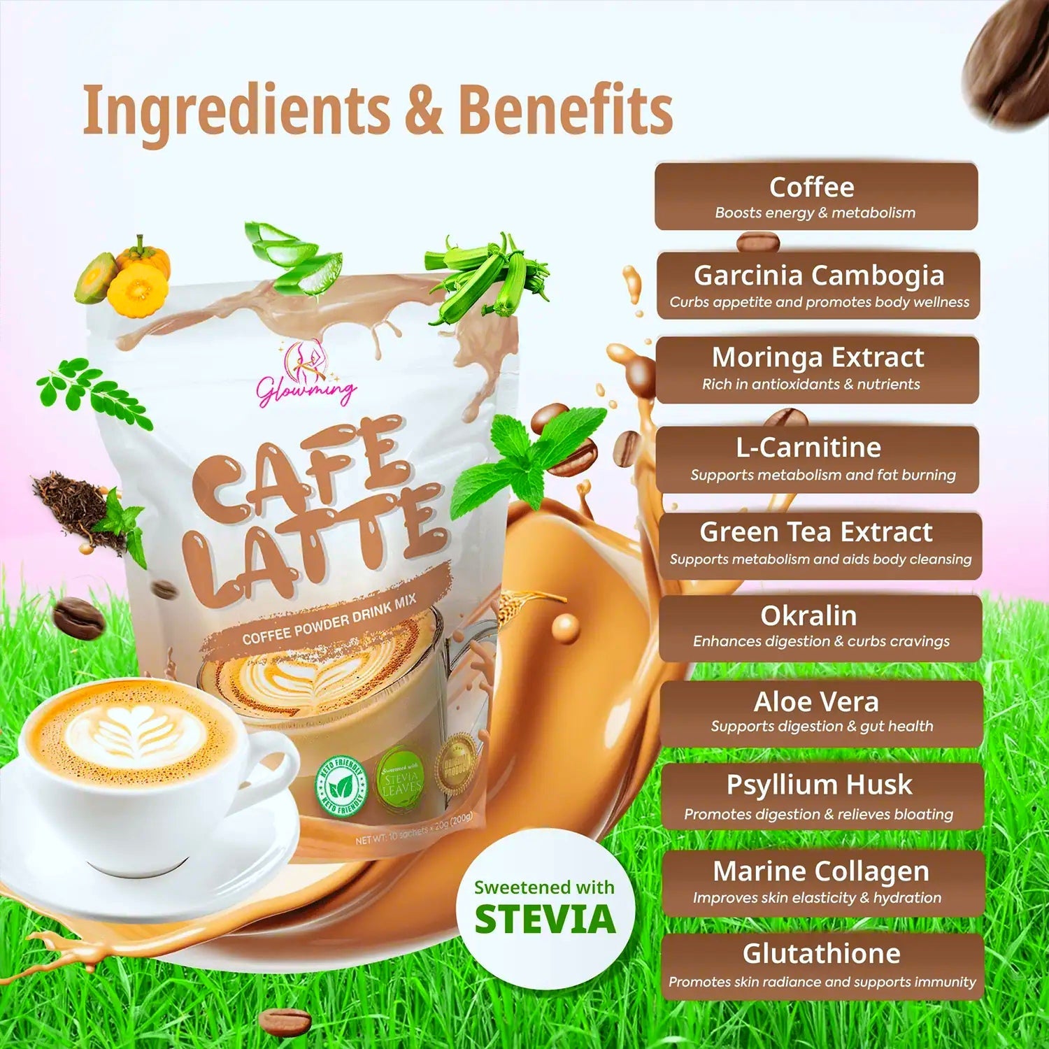 Glowming Health & Beauty Drink - Cafe Latte
