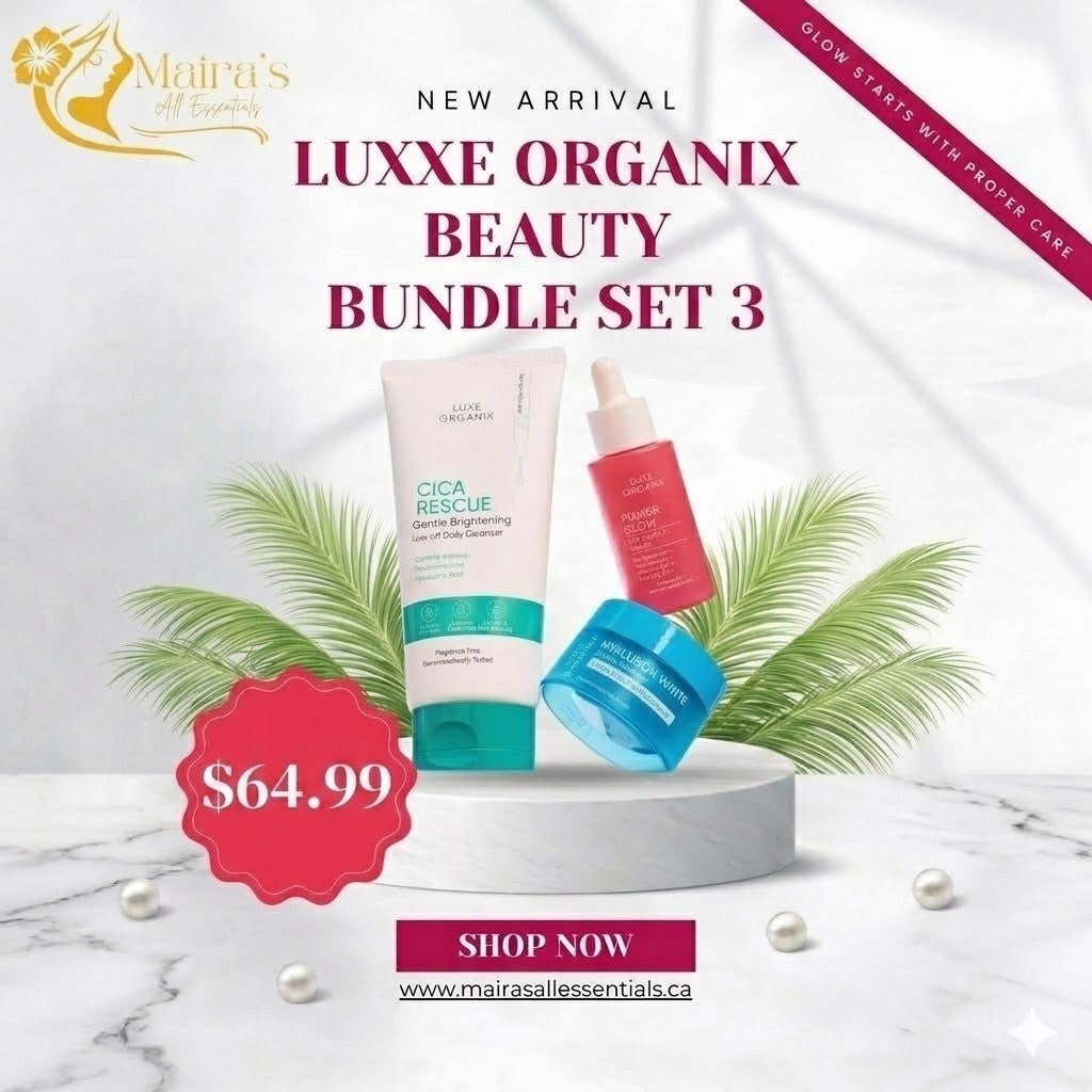 Luxxe Organix Beauty Bundle Set 3 – Cica Rescue, Power Glow & Hyaluron White Skincare