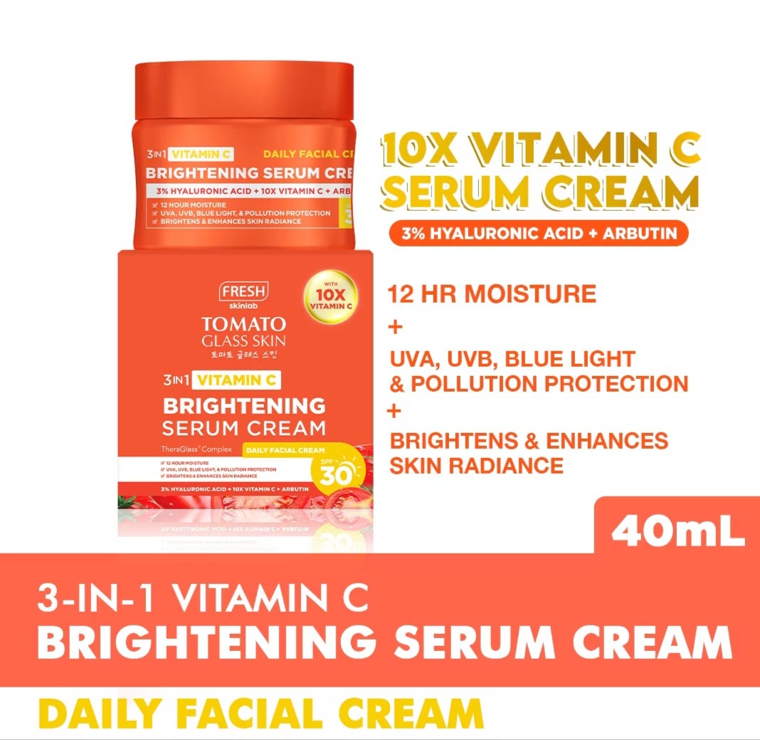 FRESH Skinlab Tomato Glass Skin 3 in 1 Vitamin C Brightening Serum Cream SPF 30 40g