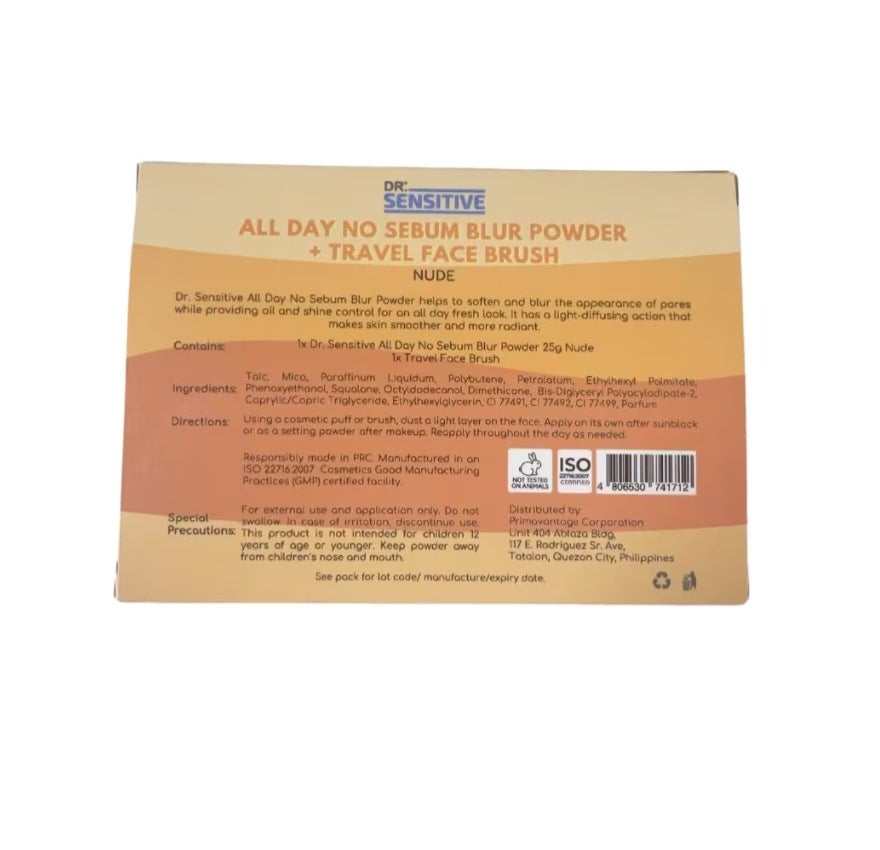 DR SENSITIVE All Day No Sebum Blur Powder Nude 25g and Brush Gift Set