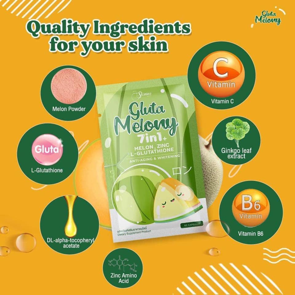 Gluta Melony 7in1 Melon, Zinc and L-Glutathione 60 Capsules
