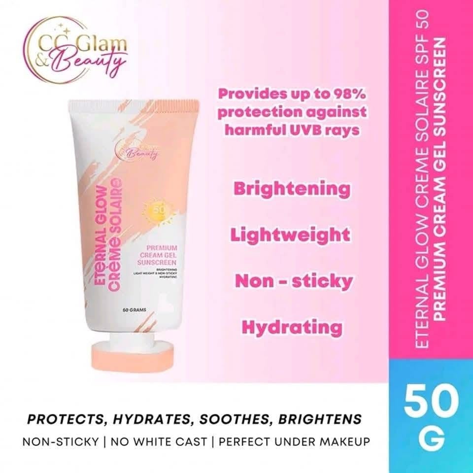 CC Glam & Beauty Eternal Glow Creme Solaire Premium Cream Gel Sunscreen 50g